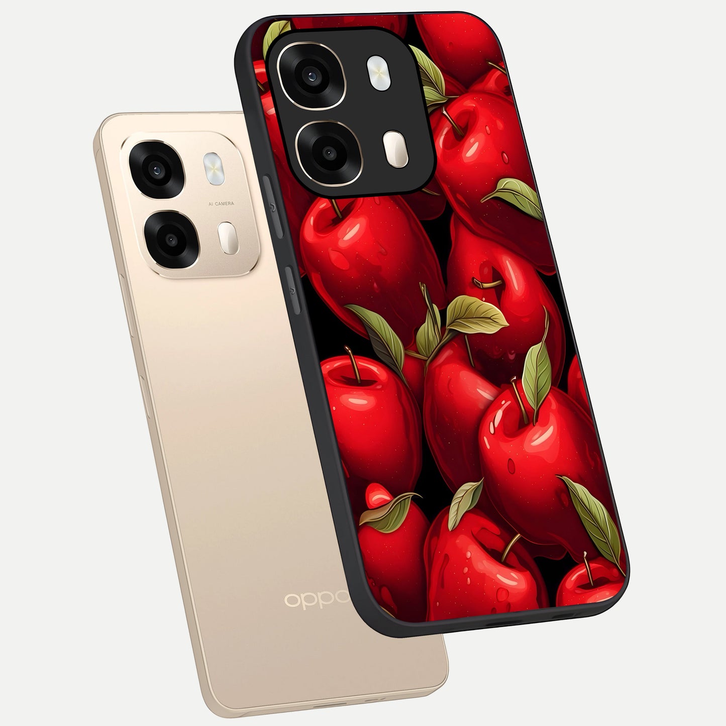  Apple Pattern phone case For Oppo A6  showing premium glass back cover with detailed artwork