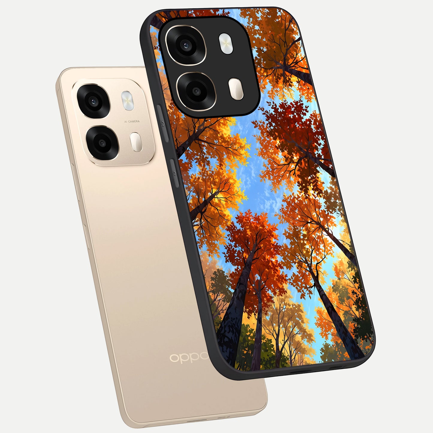  Autumn Sky Rise phone case For Oppo A6  showing premium glass back cover with detailed artwork
