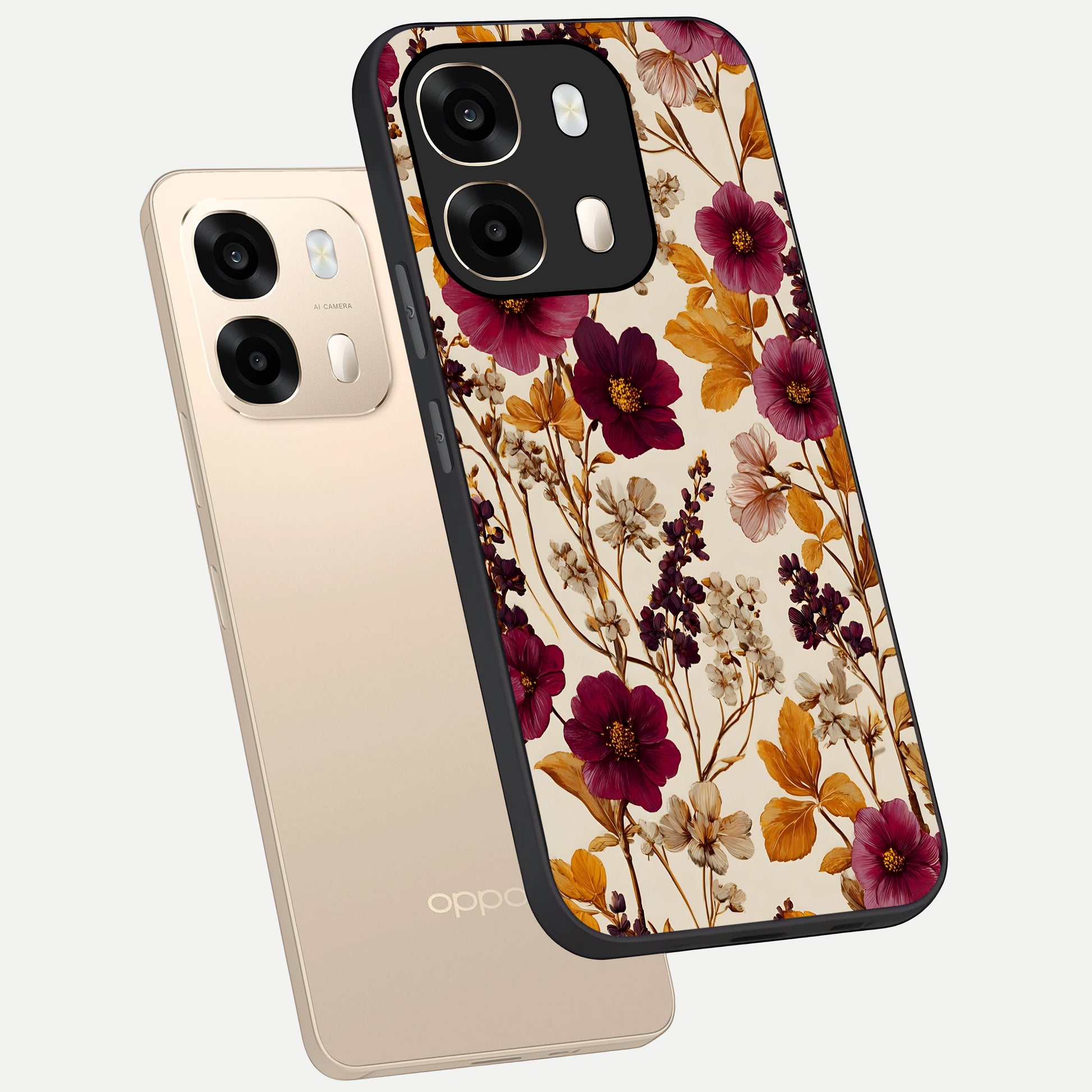  Autumn Wine Bloom phone case For Oppo A6  showing premium glass back cover with detailed artwork