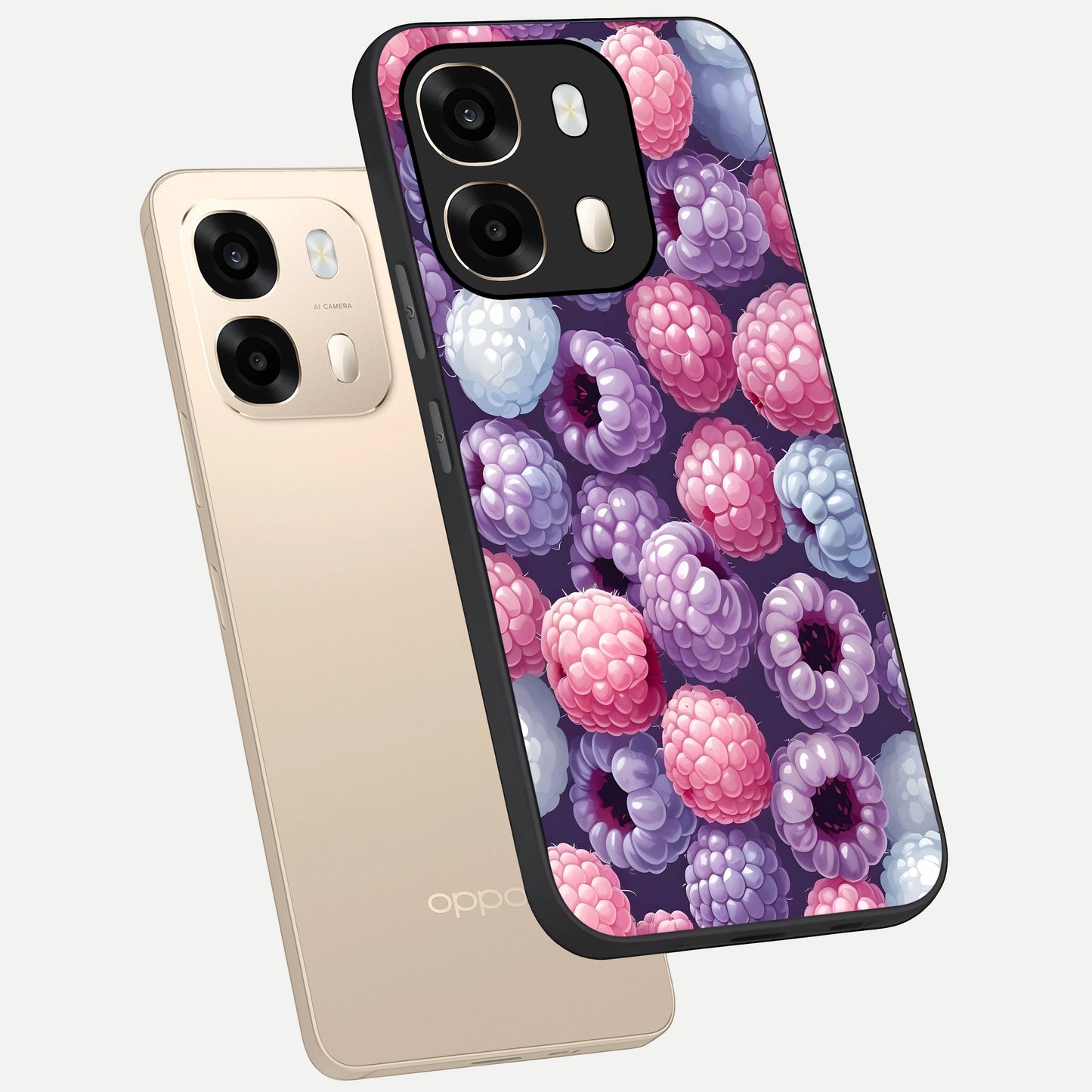  Berry Candy Pop phone case For Oppo A6  showing premium glass back cover with detailed artwork