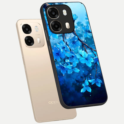  Blue Blossoms Branch phone case For Oppo A6  showing premium glass back cover with detailed artwork