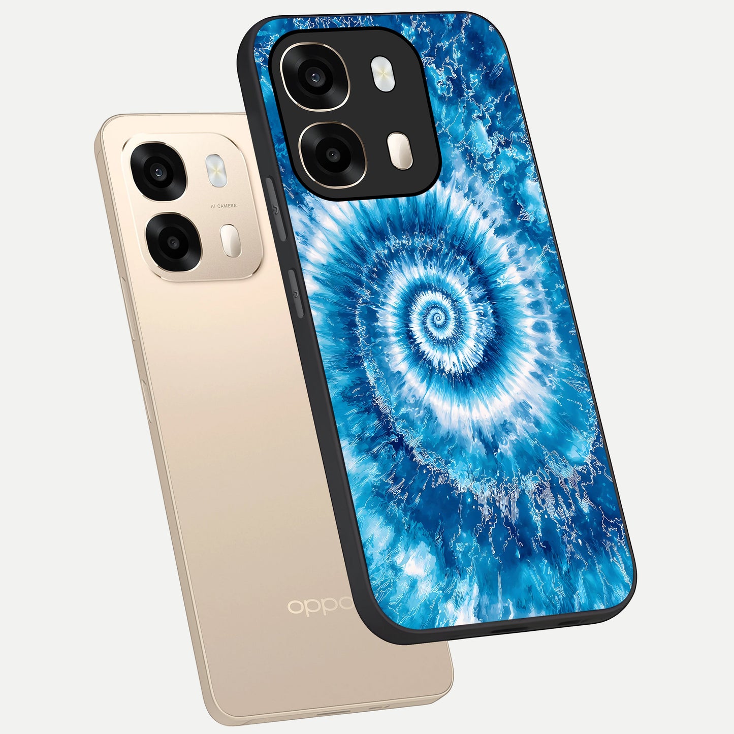  Blue Galaxy Wave phone case For Oppo A6  showing premium glass back cover with detailed artwork
