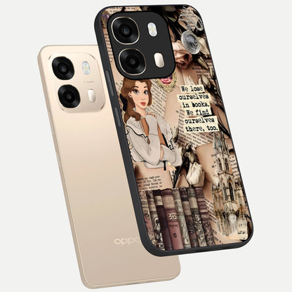  Bookish Dream World phone case For Oppo A6  showing premium glass back cover with detailed artwork