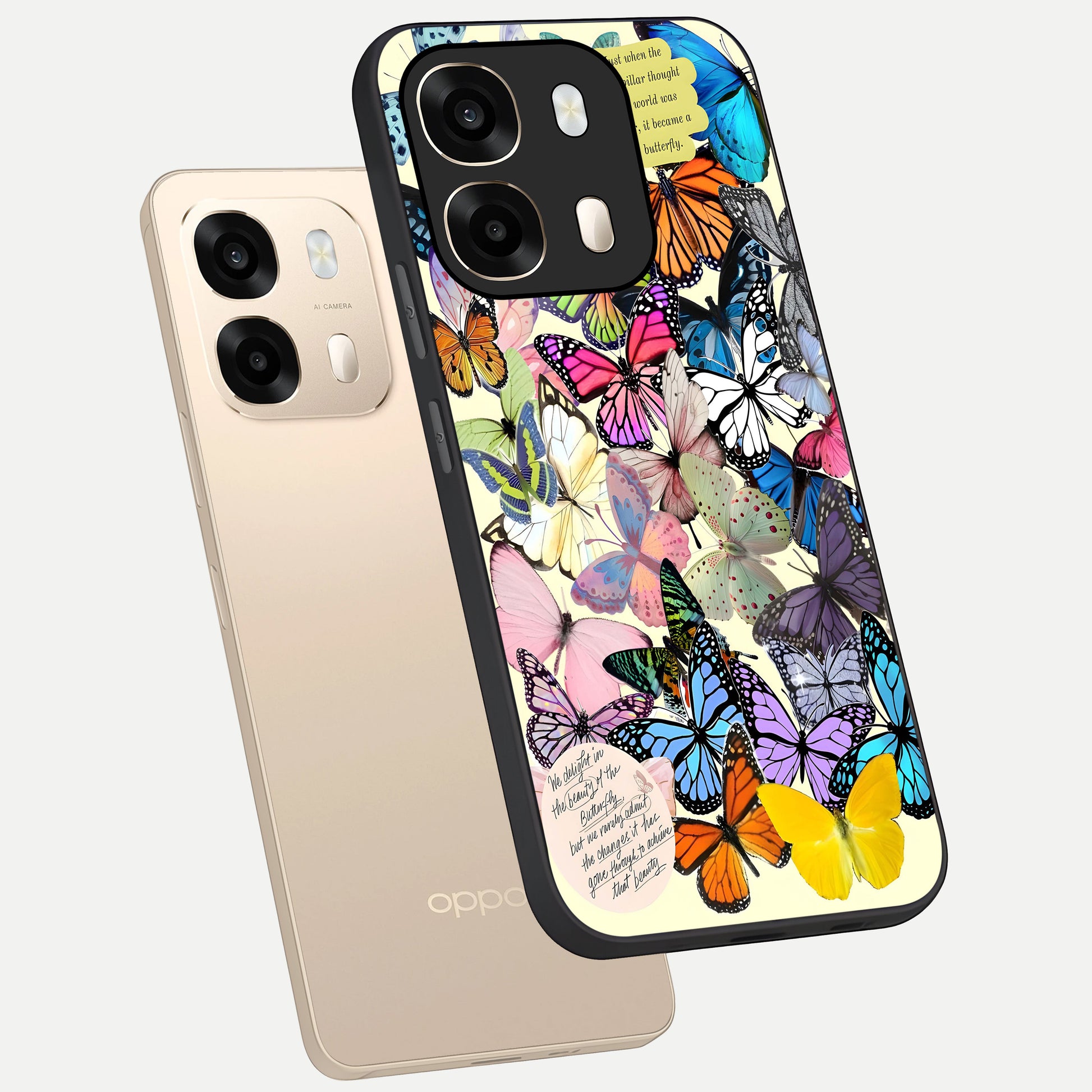  Butterflies Petal Dream phone case For Oppo A6  showing premium glass back cover with detailed artwork