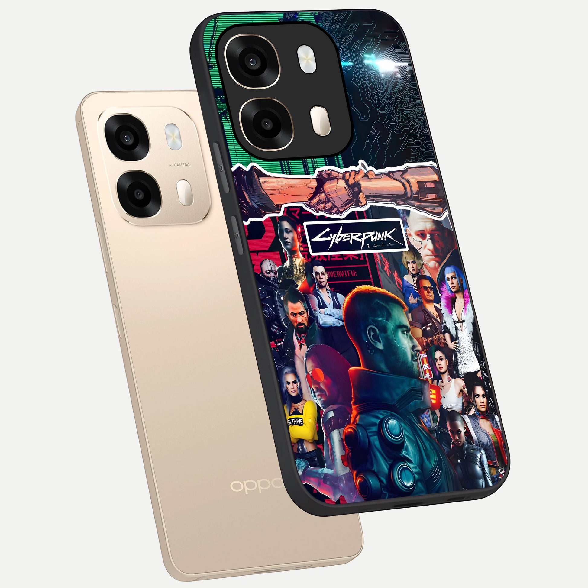  CYBERPUNK Legacy phone case For Oppo A6  showing premium glass back cover with detailed artwork