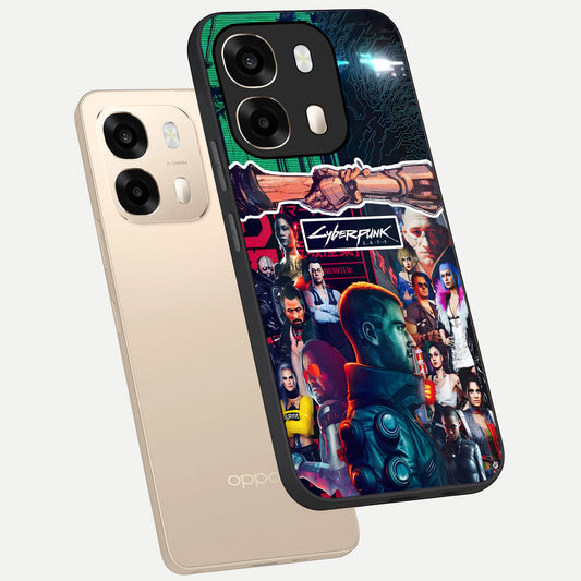  CYBERPUNK Legacy phone case For Oppo A6  showing premium glass back cover with detailed artwork