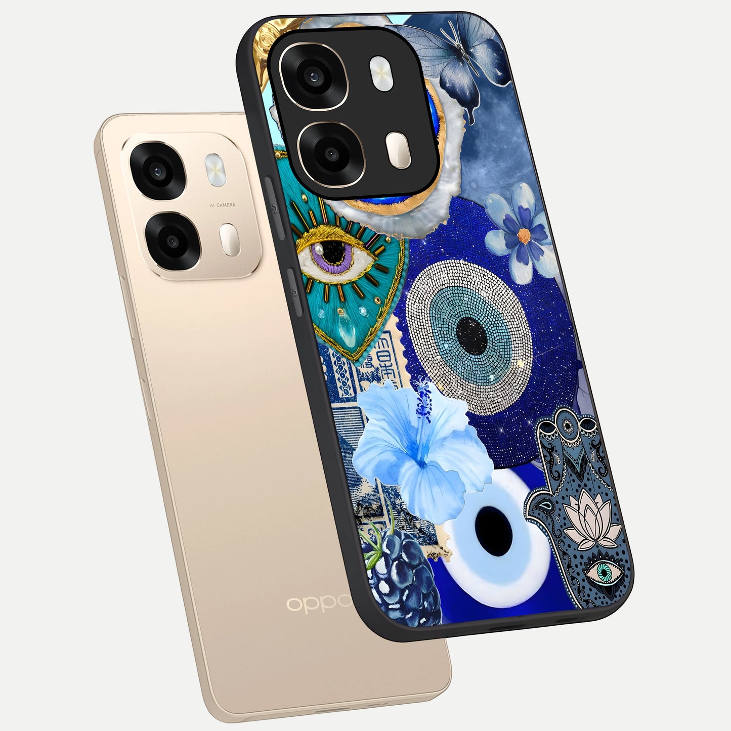  Celestial Blue Vision phone case For Oppo A6  showing premium glass back cover with detailed artwork