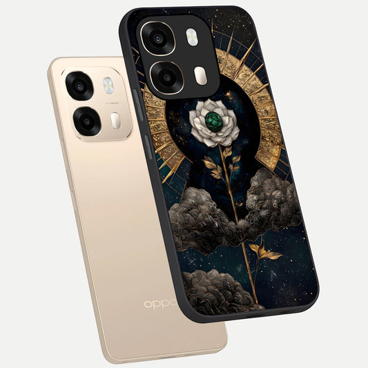  Celestial Lotus Morang phone case For Oppo A6  showing premium glass back cover with detailed artwork
