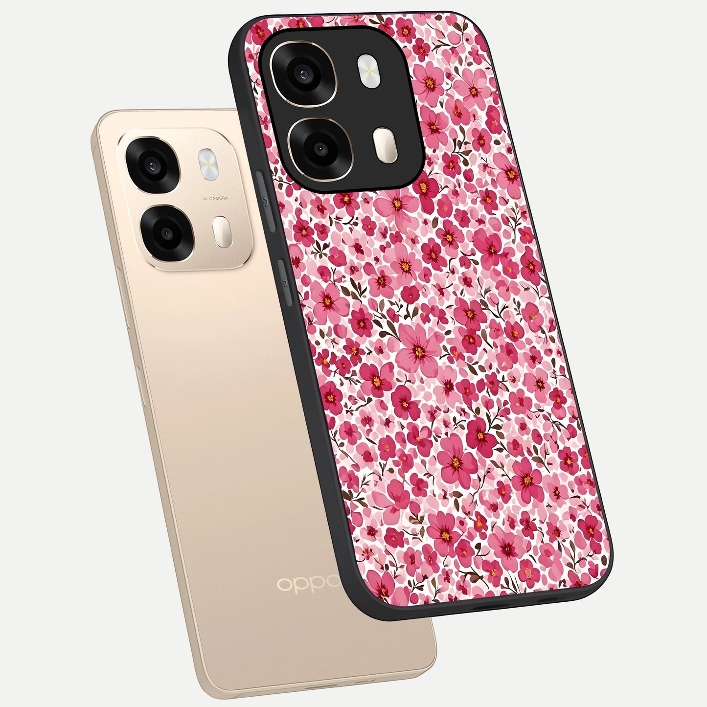  Cherry Blossom Charm phone case For Oppo A6  showing premium glass back cover with detailed artwork