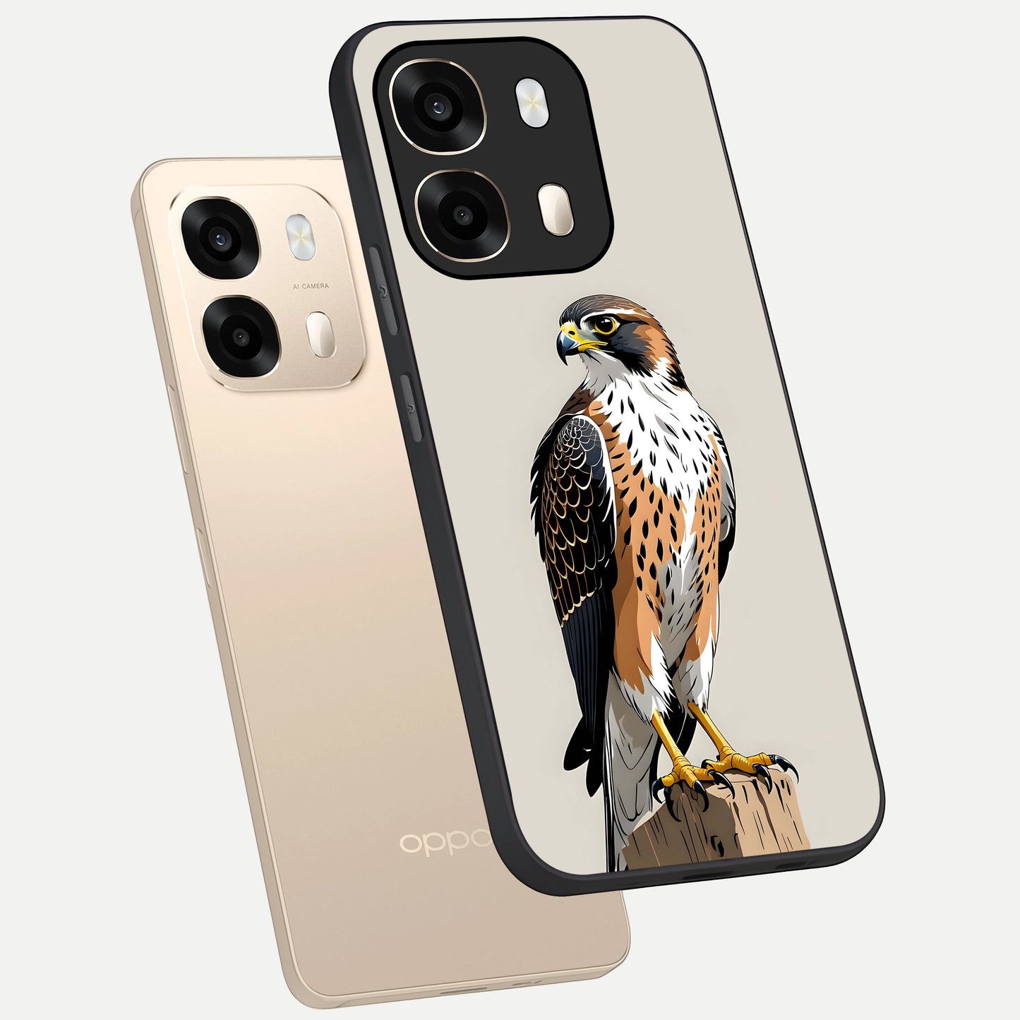  Clever Eagle phone case For Oppo A6  showing premium glass back cover with detailed artwork