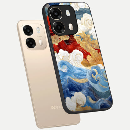  Colored Waves phone case For Oppo A6  showing premium glass back cover with detailed artwork
