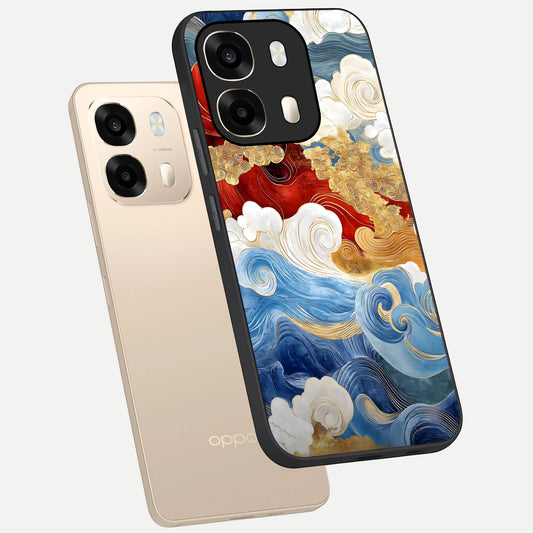  Colored Waves phone case For Oppo A6  showing premium glass back cover with detailed artwork