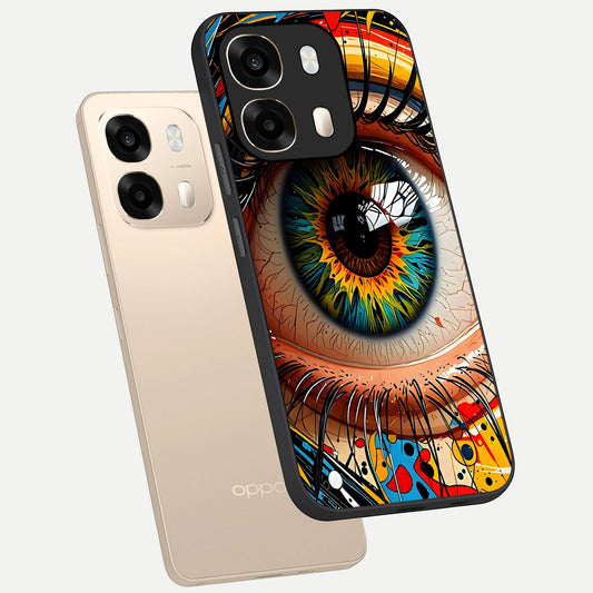  Colorful Eye phone case For Oppo A6  showing premium glass back cover with detailed artwork