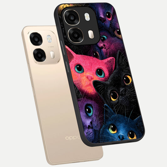  Cosmic Cats Dreams phone case For Oppo A6  showing premium glass back cover with detailed artwork