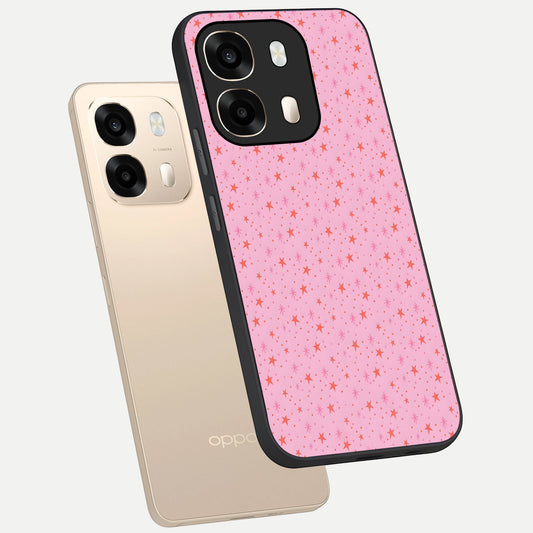  Cosmic Pink Sparkle phone case For Oppo A6  showing premium glass back cover with detailed artwork