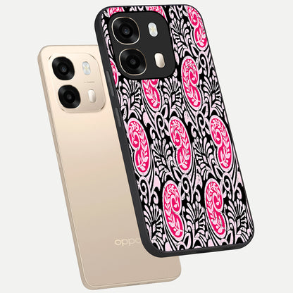  Crimson Paisley Charm phone case For Oppo A6  showing premium glass back cover with detailed artwork