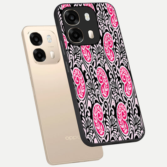  Crimson Paisley Charm phone case For Oppo A6  showing premium glass back cover with detailed artwork