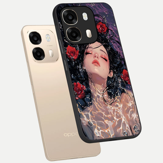  Crimson Rose Serenity phone case For Oppo A6  showing premium glass back cover with detailed artwork
