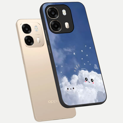  Cute Blossom Cloud phone case For Oppo A6  showing premium glass back cover with detailed artwork