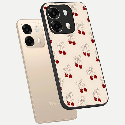  Cute Cherry Pattern phone case For Oppo A6  showing premium glass back cover with detailed artwork