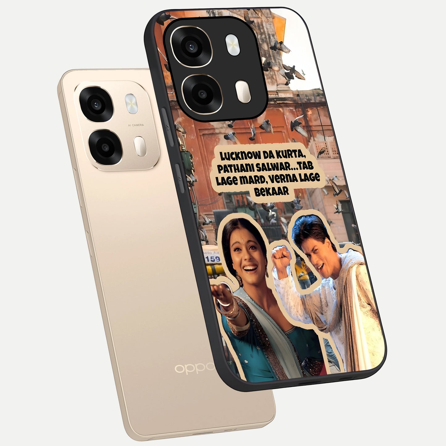  Desi Retro Vibes phone case For Oppo A6  showing premium glass back cover with detailed artwork