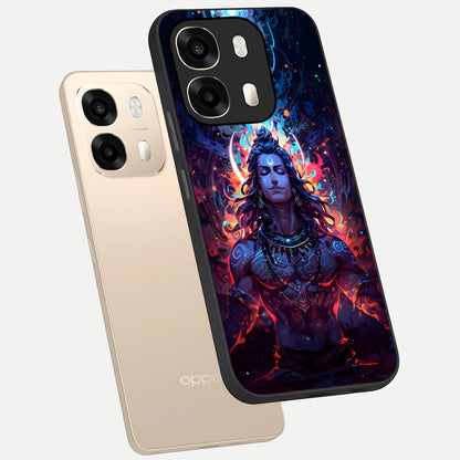  Divine Fire Shiv phone case For Oppo A6  showing premium glass back cover with detailed artwork