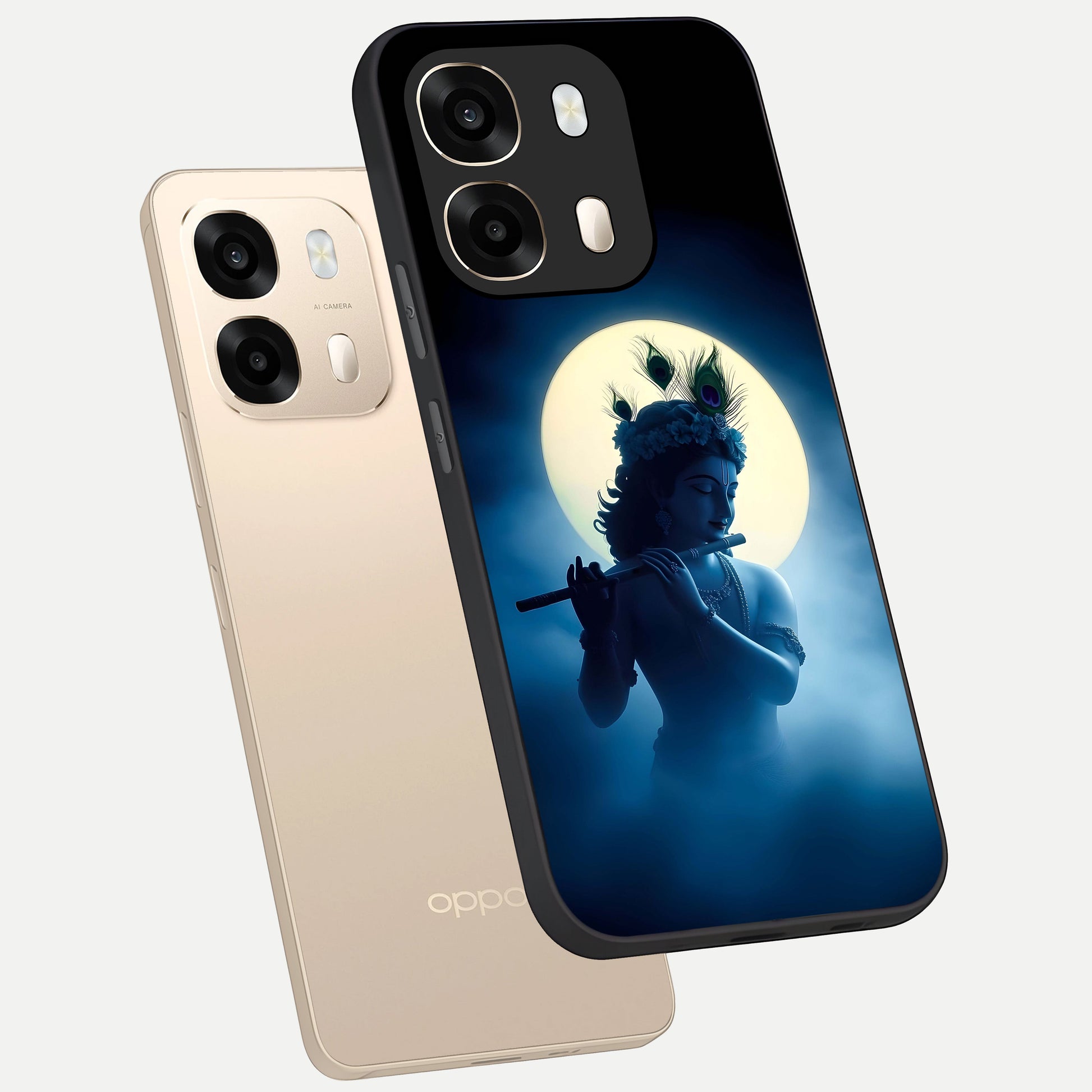  Divine Moon Flute phone case For Oppo A6  showing premium glass back cover with detailed artwork
