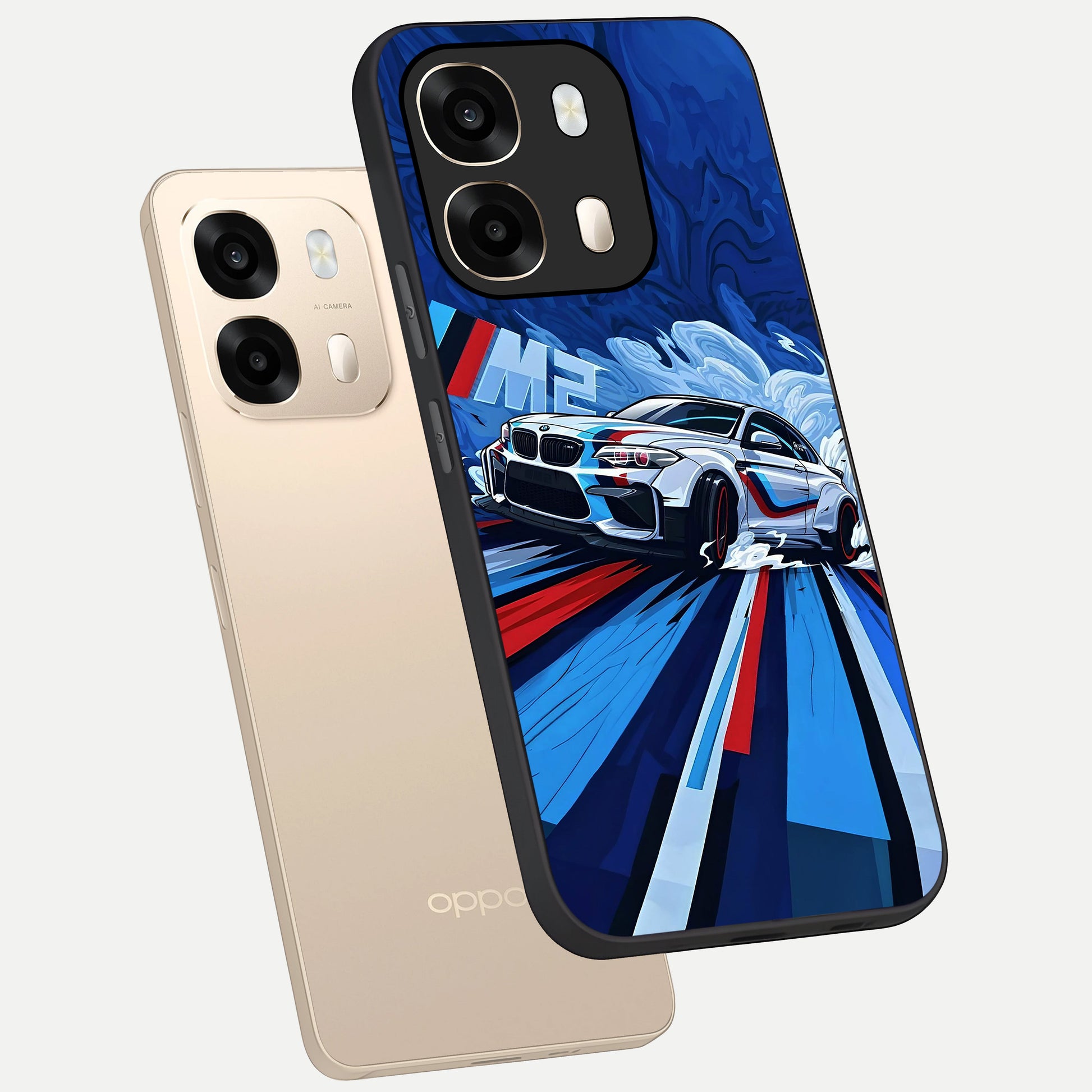  Drift Power Rush phone case For Oppo A6  showing premium glass back cover with detailed artwork