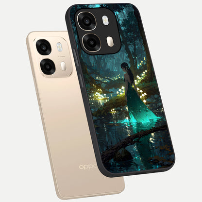  Enchanted Forest Glow phone case For Oppo A6  showing premium glass back cover with detailed artwork