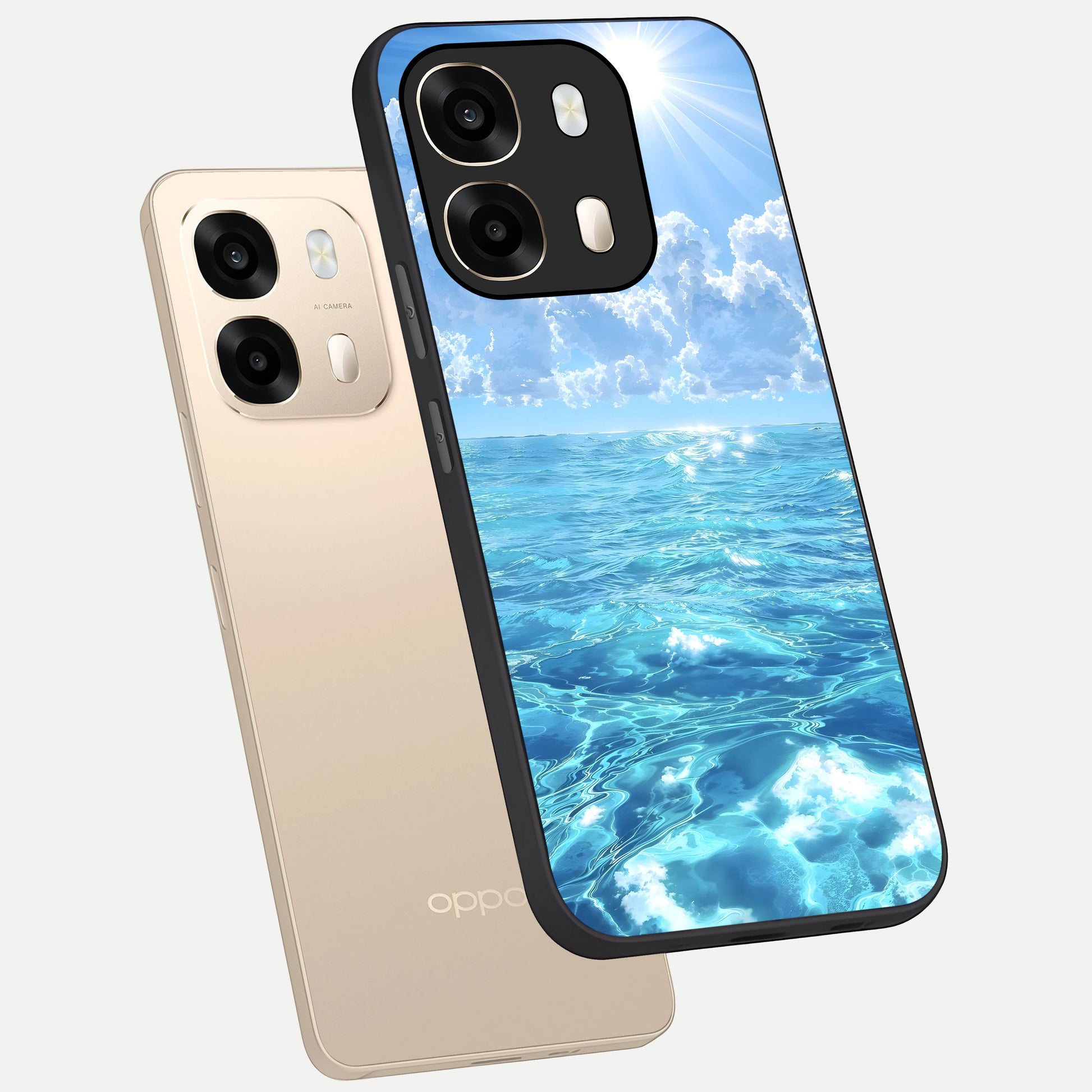  Endless Ocean Horizon phone case For Oppo A6  showing premium glass back cover with detailed artwork