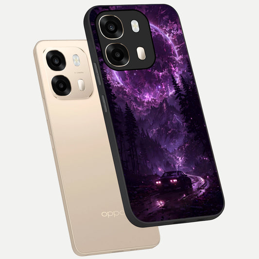  Eternal Cosmic Drive phone case For Oppo A6  showing premium glass back cover with detailed artwork