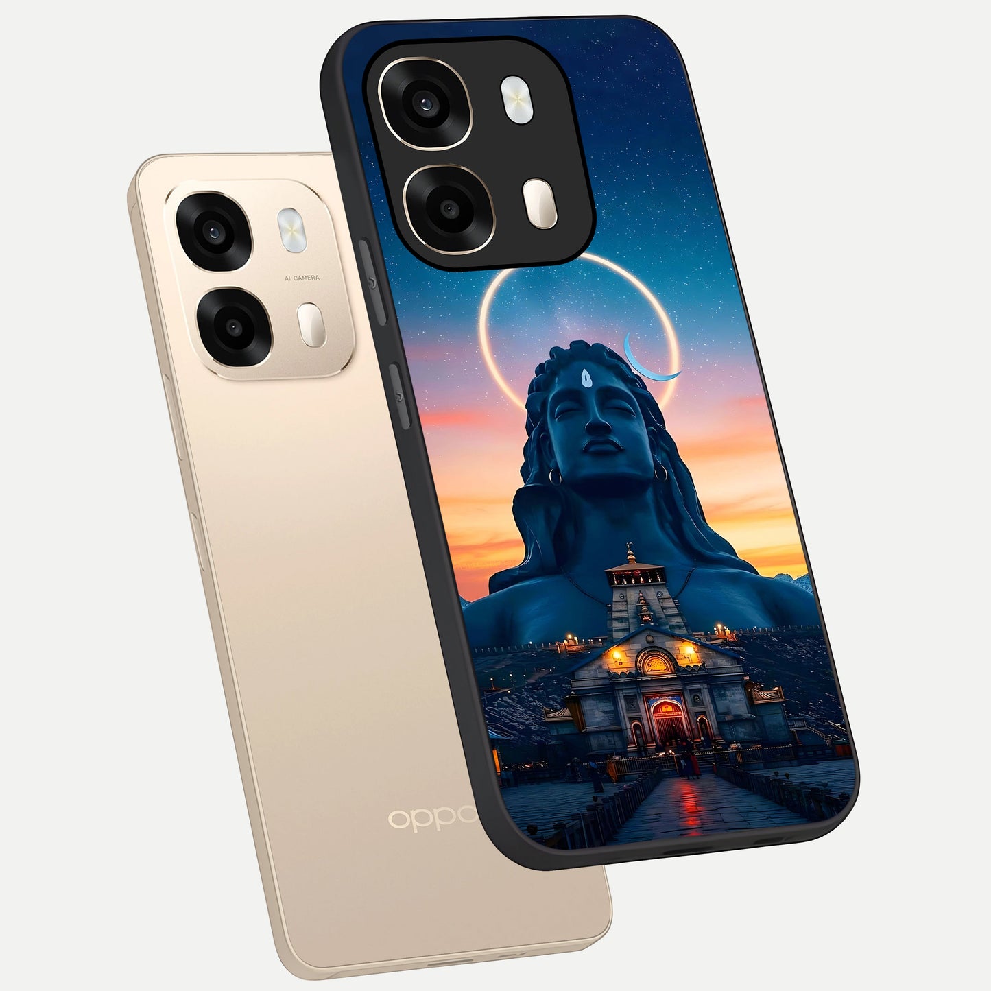  Eternal Shiva Aura phone case For Oppo A6  showing premium glass back cover with detailed artwork