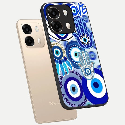  Evil Eyes Dream phone case For Oppo A6  showing premium glass back cover with detailed artwork