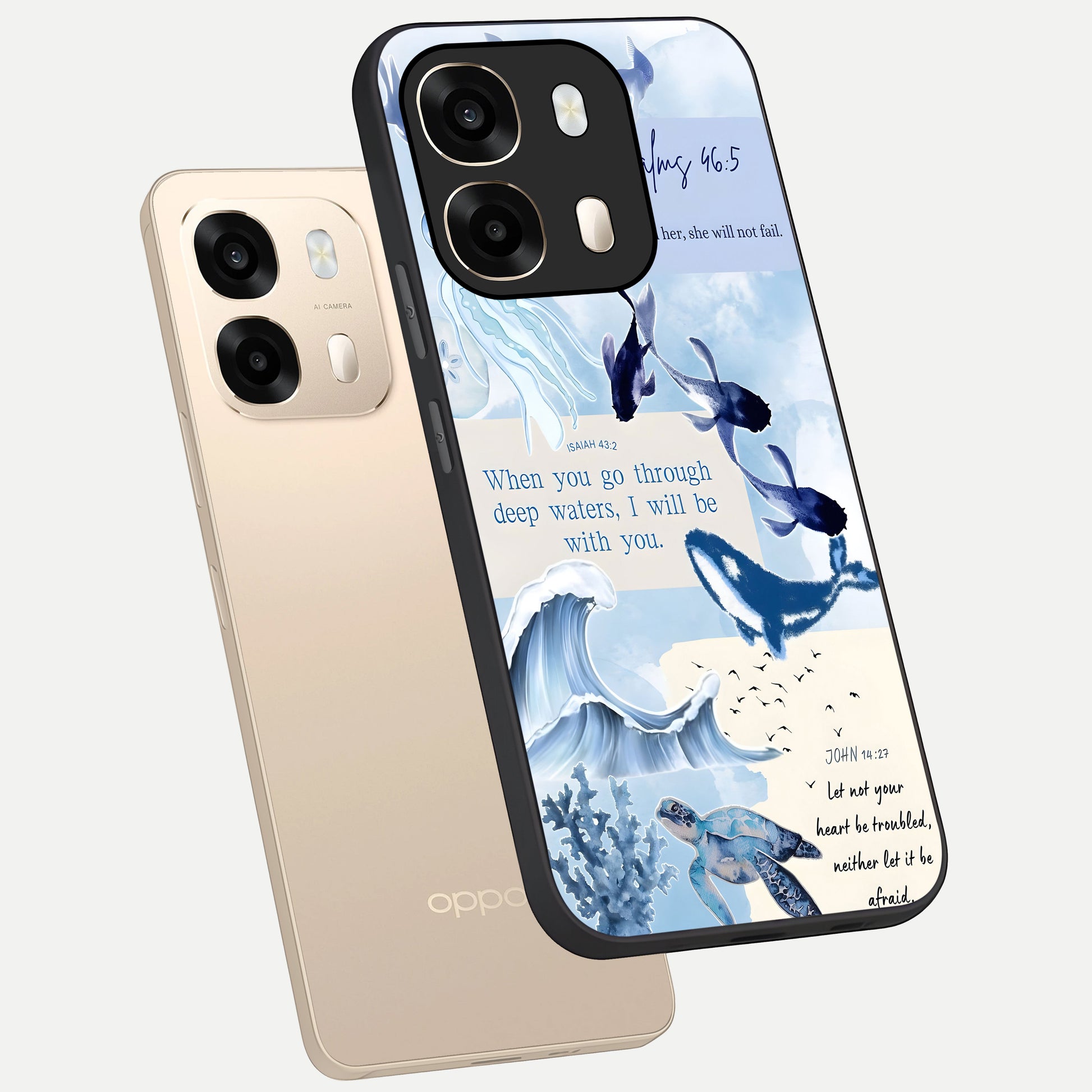  Faithful Ocean Promise phone case For Oppo A6  showing premium glass back cover with detailed artwork