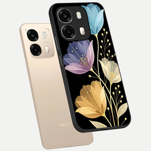  Flower Bloom Glow phone case For Oppo A6  showing premium glass back cover with detailed artwork