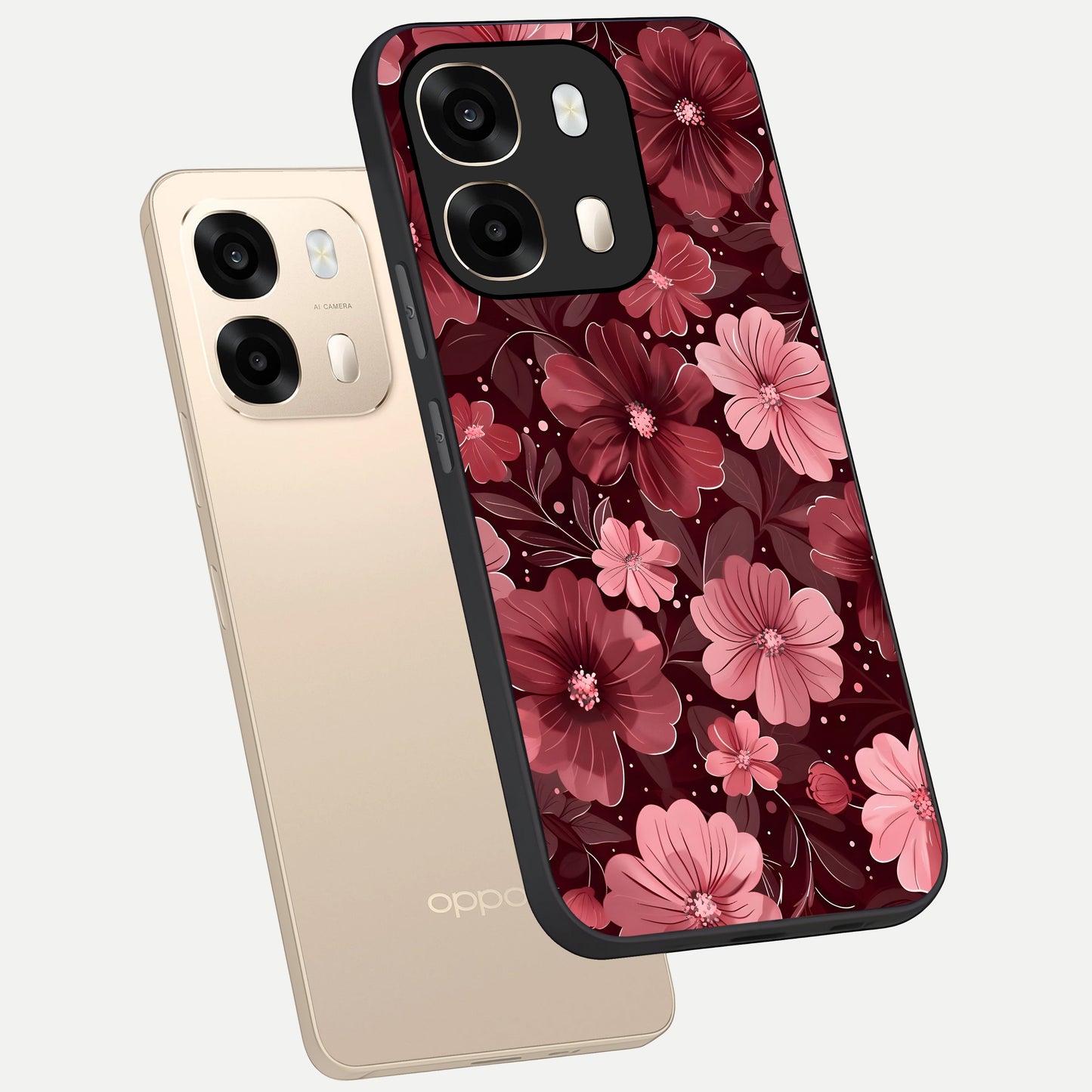  Flower Blush Bloom phone case For Oppo A6  showing premium glass back cover with detailed artwork