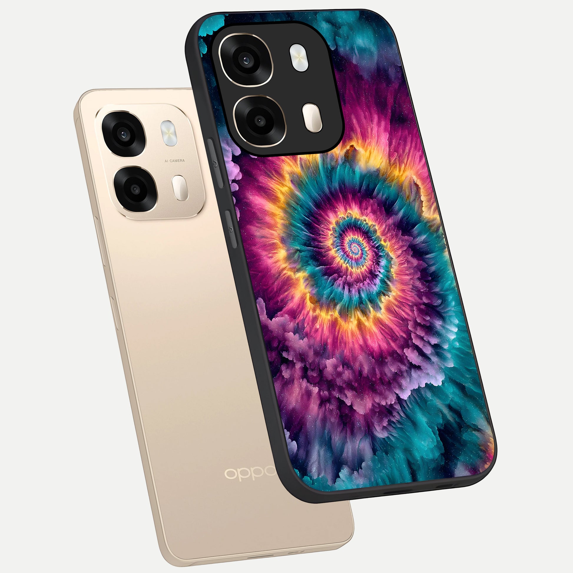  Galactic Spiral Burst phone case For Oppo A6  showing premium glass back cover with detailed artwork