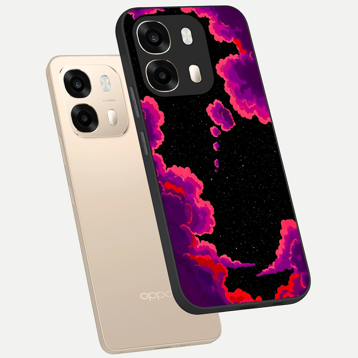  Galaxy Dream Frame phone case For Oppo A6  showing premium glass back cover with detailed artwork