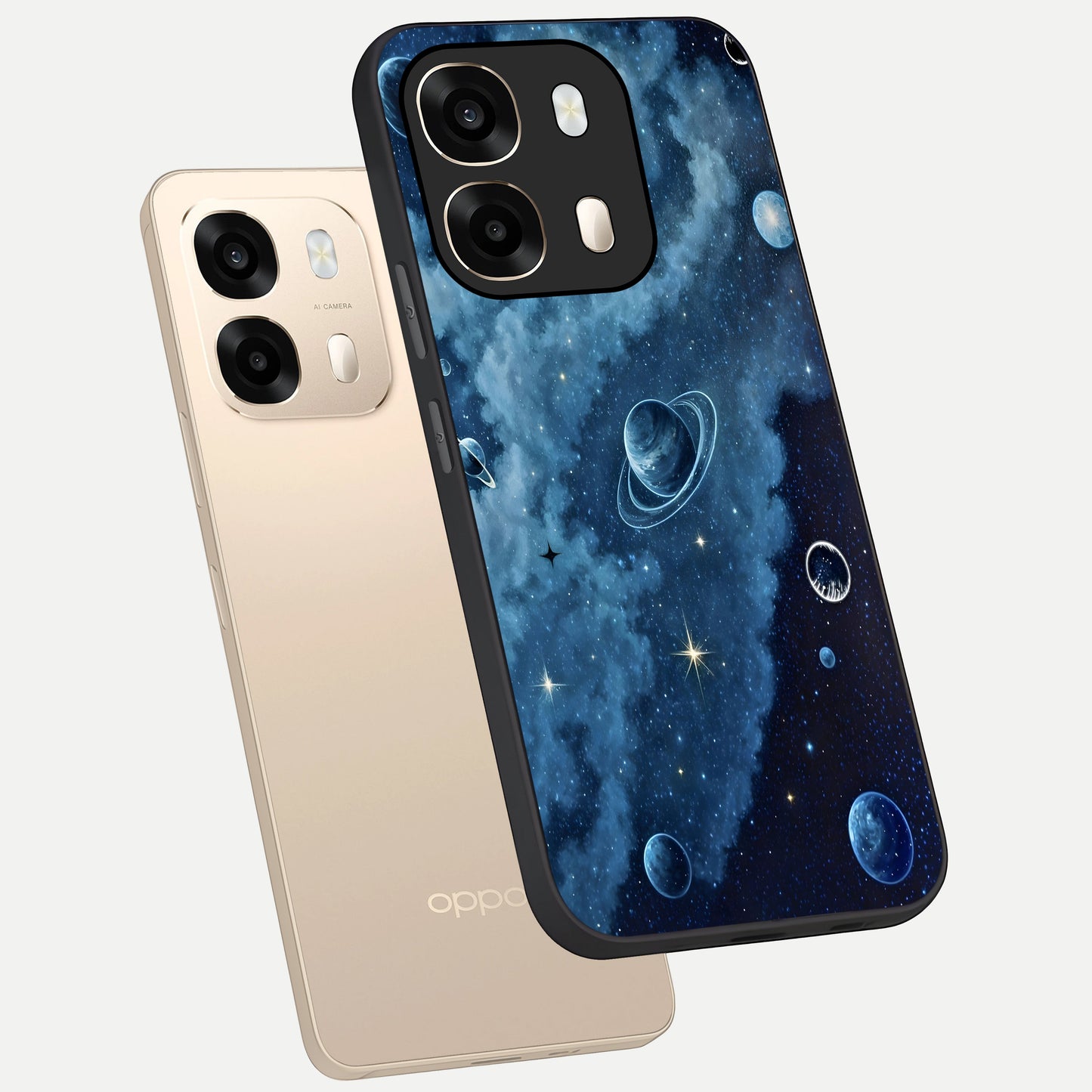  Galaxy Dream Space phone case For Oppo A6  showing premium glass back cover with detailed artwork