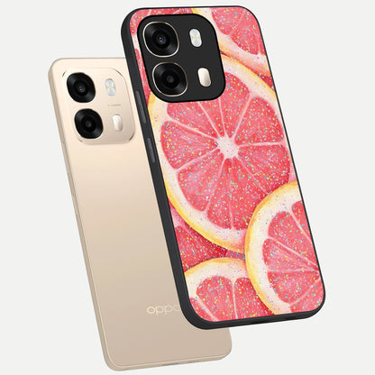  Glitter Grapefruit phone case For Oppo A6  showing premium glass back cover with detailed artwork