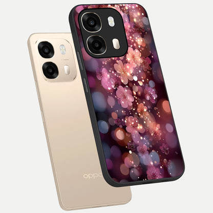  Glowing Petal Bliss phone case For Oppo A6  showing premium glass back cover with detailed artwork