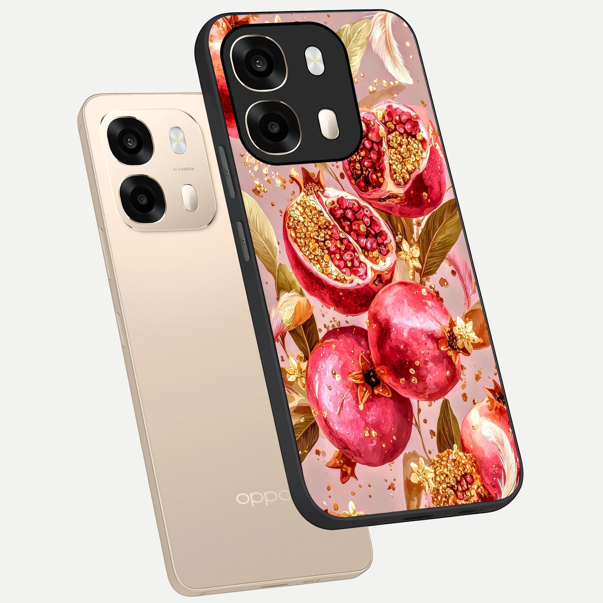  Golden Bloom Glow phone case For Oppo A6  showing premium glass back cover with detailed artwork