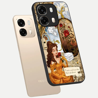  Golden Dream Belle phone case For Oppo A6  showing premium glass back cover with detailed artwork