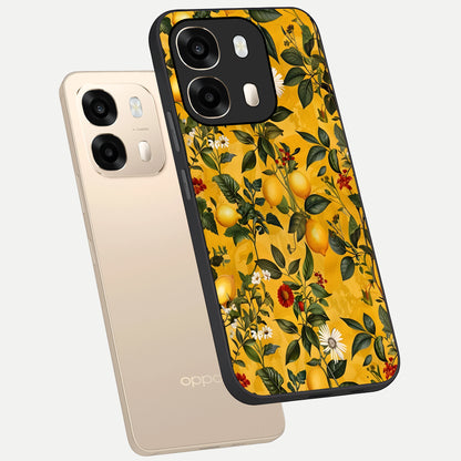  Golden Lemon Field phone case For Oppo A6  showing premium glass back cover with detailed artwork
