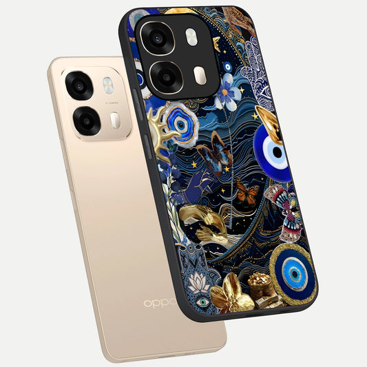  Golden Moon Magic phone case For Oppo A6  showing premium glass back cover with detailed artwork