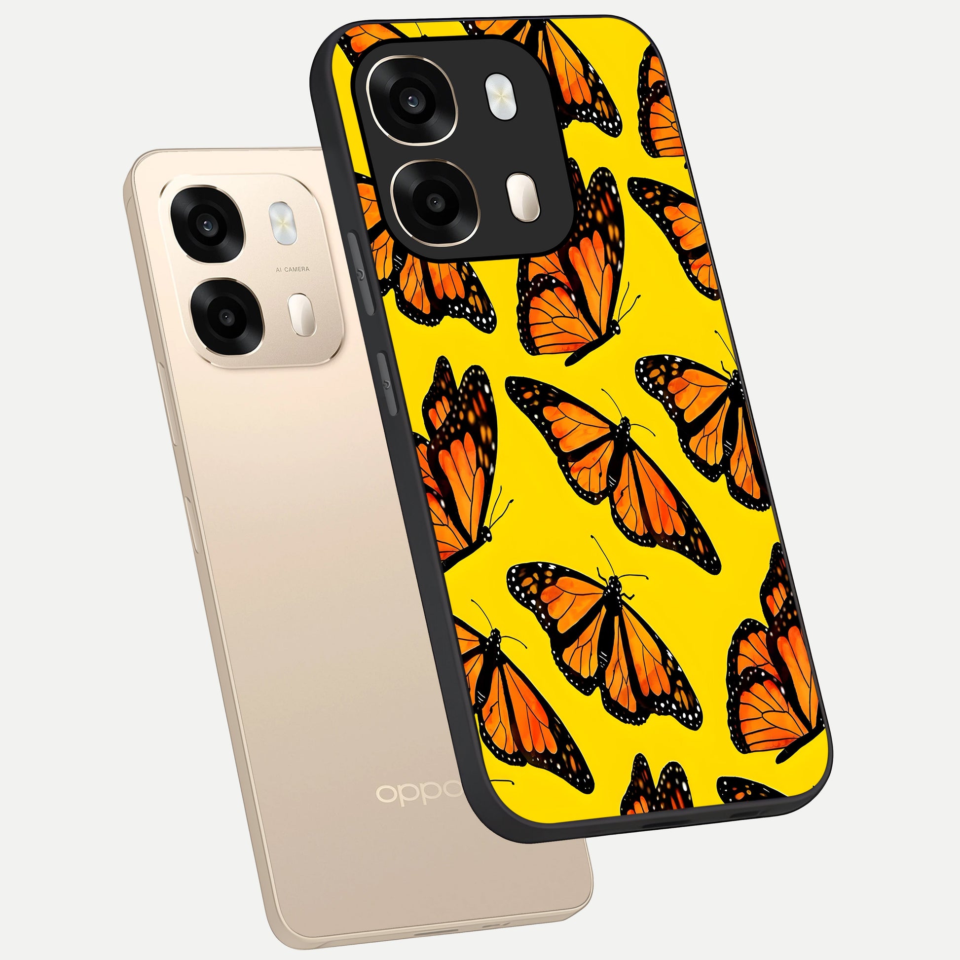  Golden Wing Flight phone case For Oppo A6  showing premium glass back cover with detailed artwork