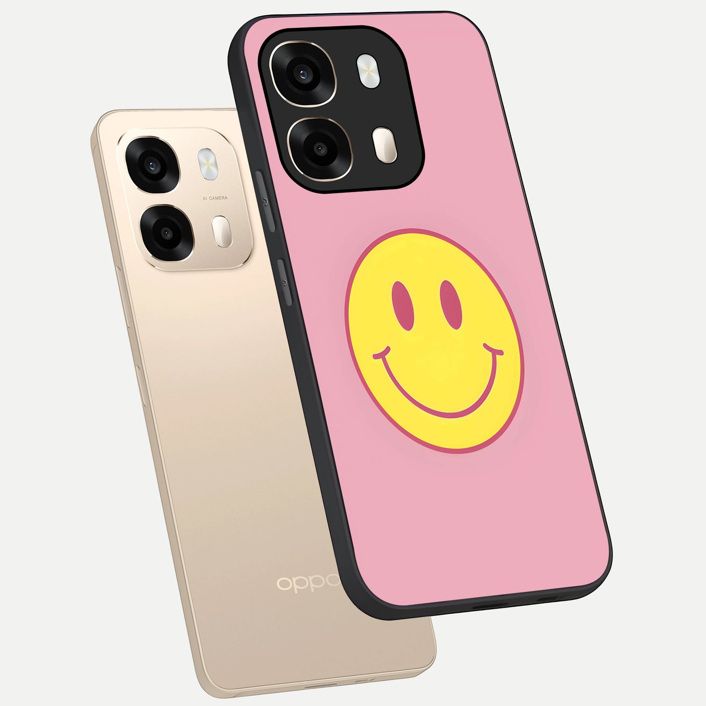  Happy Pink Mood phone case For Oppo A6  showing premium glass back cover with detailed artwork