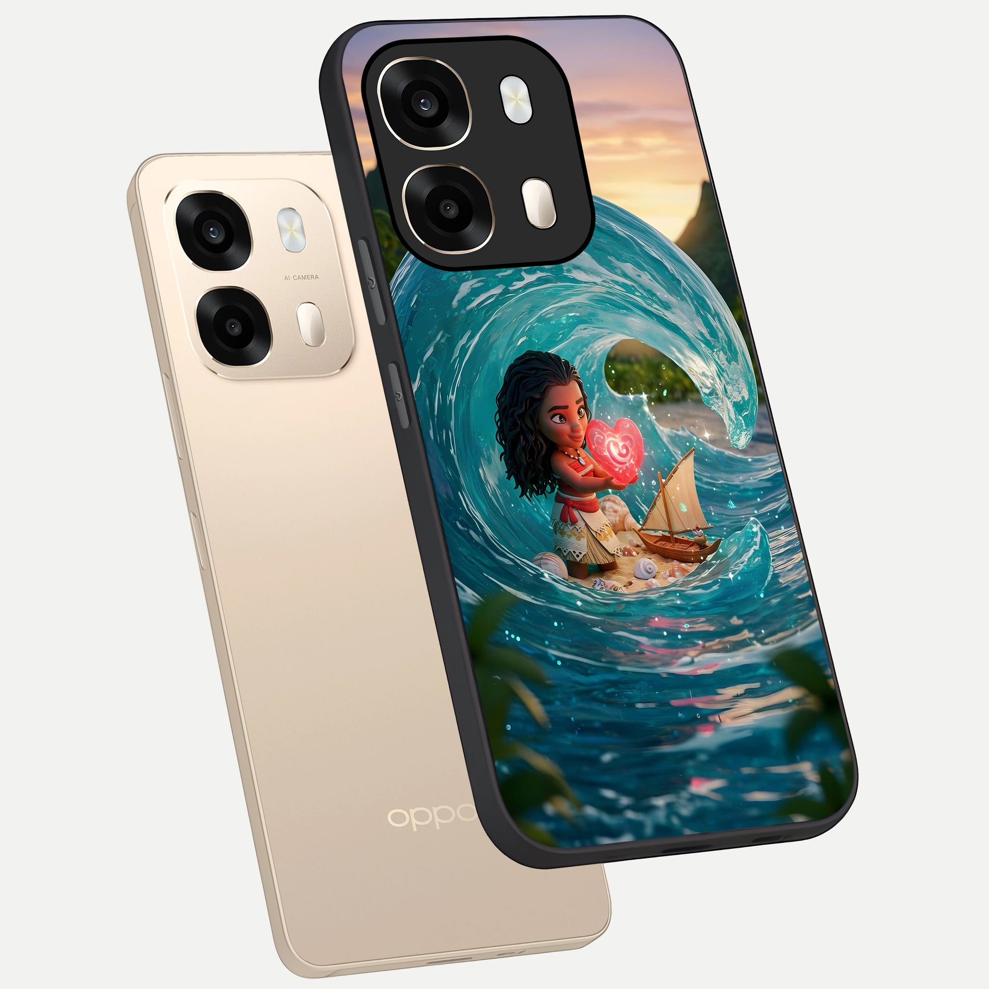  Heart of Ocean phone case For Oppo A6  showing premium glass back cover with detailed artwork