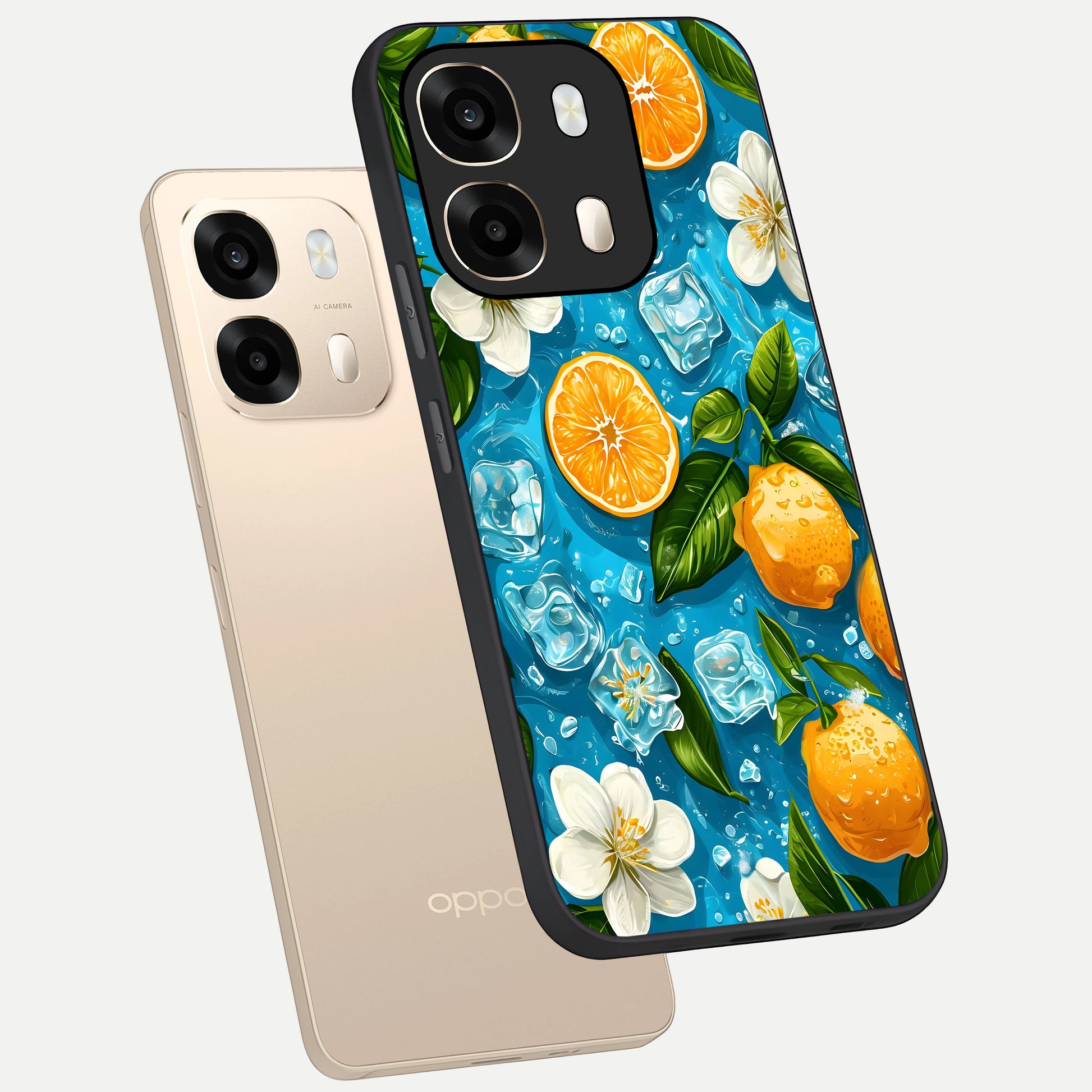  Ice Cube With Orange phone case For Oppo A6  showing premium glass back cover with detailed artwork