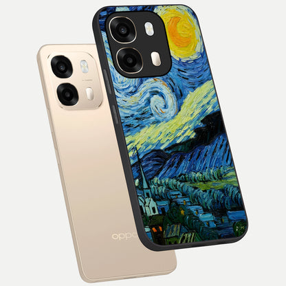  Inspired Van Gogh Art phone case For Oppo A6  showing premium glass back cover with detailed artwork